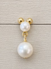 Napier Disney Mickey Mouse Faux Pearl Drop Earrings Gold Tone Pierced Vintage
