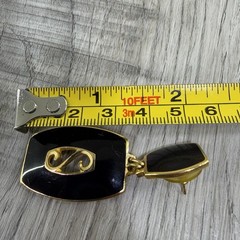 Vintage Earrings EDGAR BEREBI Gold Tone-Black Enamel Drop Dangle MCM Retro