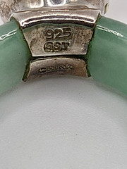 Vintage 925 China Green Jade Jadeite 6.5 Mm Pearl Ring Statement Piece Runway
