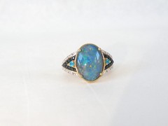 Sterling Silver 925 Gold Over Australian Opal Triplet Gemstone Ring Size 6