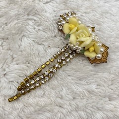 Vintage Ceramic Flower Brooch Lot of 2 Pins AS IS