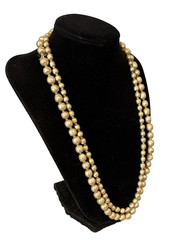 Double Strand Miriam Haskell Baroque Simulated Pearl Necklace Gold Tone Closure