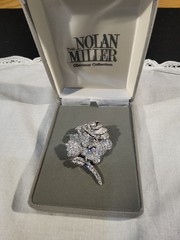 Nolan Miller QVC “Ava” Rose Pavé Crystal Rhinestones Brooch Silver Tone Rhodium