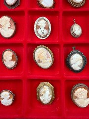 Antique Cameo Brooch Collection. 35 Total
