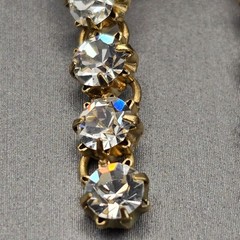 Gold-Tone Statement Necklace & Drop Earrings Set w/ Prong Set Clear Rhinestones