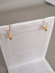 Kovonchy Faux Pearl Mogul Drop Earrings S925 Posts Gold Tone Statement