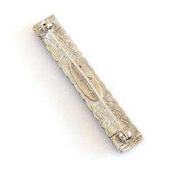 Vintage 1984 Ginnie Johansen Silver Tone Textured Basket Weave Bar 2″ Brooch Pin