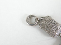 Art Deco Sterling Silver Sapphire Paste Filigree Station Antique Bracelet 7.5″