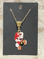 Cartoon Mario Luigi Video Game Gold Enamel Bohemian Trendy Necklace 18”