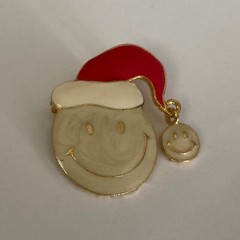 Edgar Berebi Smiley Face Santa Have a Nice Day Pin Vintage Christmas
