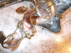 Vintage Brutalist Modernist Mixed Metals Collar Statement Necklace & Bracelet