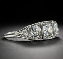3.75Ct Art Deco Style Lab Created Diamond Anniversary 14K White Gold Finish Ring