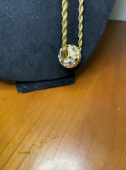 Vintage Big Gold Tone Crystal Rhinestone Ball Slide Rope Chain Necklace 28”