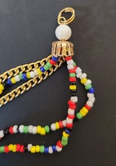 Vintage 1960s Multi Strand Rainbow Seed Bead Necklace Clip On Earrings Hong Kong