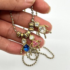 Vintage Y2K Multi-Color Rhinestone Boy & Girl Charm Ball Chain Necklace Classic