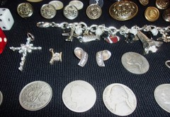 Estate Lot Grandma’s Lot Vintage Sterling, Vtg Coins, Buttons, Watch, & Bakelite