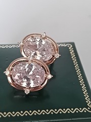 Vintage 1990s 14 Ct Large Rolled Gold Crystal Zircon Earrings-Hallmarked 585 RG