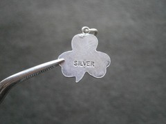 Small Lucky Irish Shamrock Vintage Sterling Silver Enamel Bracelet Charm Pendant