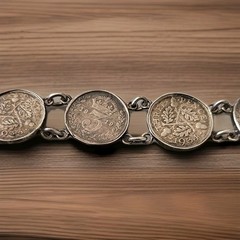 VTG Great Britain 3Pence 8Coins 7.5″ Sterling Victoria George Bracelet 1883-1934