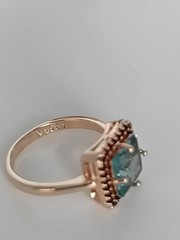 Vintage 1990-s 14 Ct Rolled Gold Aquamarine Ring Size UK P US 7.5 Hallmarked!