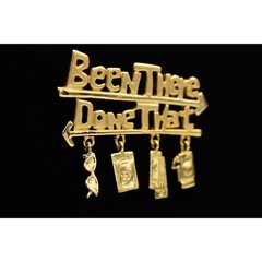 Danecraft Vintage Been There Done That Pin Brooch Travel Gold NOS 1980s BinA5