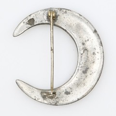 Antique Art Deco Celestial Crescent Moon Rhinestone Pot Metal Brooch 1920s