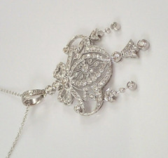 2.1Ct Art Deco Style Round Lab Created Diamond Wedding 14K White Gold FN Pendant