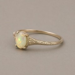 Natural Ethiopian Opal Ring Vintage Engraved Thin Band 925 Sterling Silver Gift