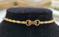 Hess-Appel NY Jolle 1940s Necklace Yellow Gold Plated Rhinestone Choker 15.25″