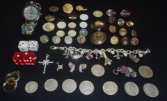 Estate Lot Grandma’s Lot Vintage Sterling, Vtg Coins, Buttons, Watch, & Bakelite
