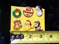 Lot Of 6 Christmas Gold Tone Enamel Holiday Lapel Pins Flat Signed Swib Taiwan