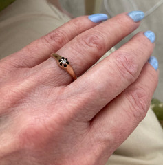 Antique Belcher 10K Rose Gold Old Mine Cut Diamond RING, Size 6.5, 1.6 Grams