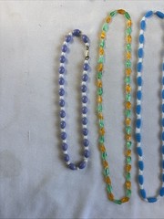 Vintage 1960s Plastic Bead Necklace Lot (5) Signed Hong Kong MCM Melon Beads