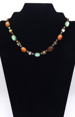 Vida Jewels Necklace Multi Stone Collar Gold Tone Boho Statement Signed 16-18in