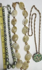Vintage Estate Lot Of 3 Beaded One Pendant Necklaces 20-28”