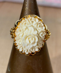 Mixed Carved and Molded Celluloid and Other Vtg Jewelry, Rings, Bracelet Sz 8