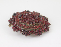 Vintage / Antique Victorian Czech Bohemian Garnet Brooch Pendant With Glass Back