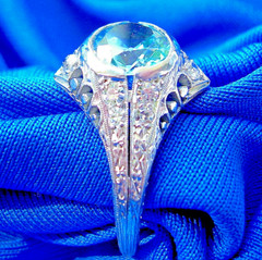 NATURAL EARTH MINED Blue Zircon DIAMOND PLATINUM ORIGINAL DECO Engagement Ring 8