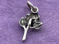 Retired RARE James Avery Rose SHORT Stem Flower Charm Uncut Loop Sterling Silver