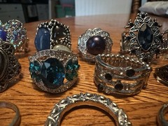 Vintage to Modern 17 Rings Adjustable & Various Sizes Rhinestones Faux Pearls