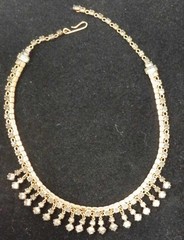 D’ERINI JEWELS Gold Tone Very Light Blue Rhinestone Choker Necklace Earrings