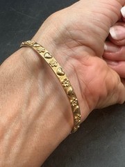 Vintage James Avery Heart & Flower 14 KT Gold Bangle Bracelet 20 Grams