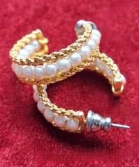 Vtg Napier Woven Gold Plated Faux Pearl Choker Necklace and Matching Earrings