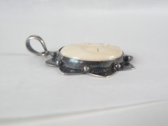 Vintage Sterling Silver 925 Large Carved Sun Moon Face Pendant