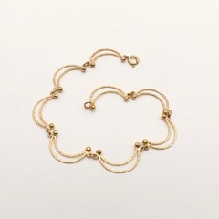 Solid 14k Yellow Gold Crescent Moon Scalloped Bracelet U Shape 7in Vintage
