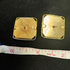 Vintage Red Gold Filigree Marbled Resin Square Stud Statement Earrings 1 Inch