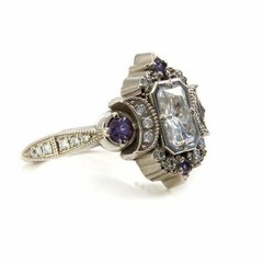 2.65Ct Art Deco Style Lab Created Diamond Moon Goddess Wedding 925 Silver Ring