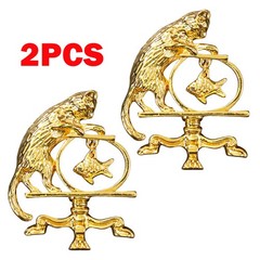 2Pcs Antique Jewelry Cat Vintage Fishing Brooch Personality Fashion Zinc Alloy