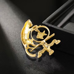 2Pcs Antique Jewelry Cat Vintage Fishing Brooch Personality Zinc Alloy NEW