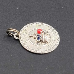 Vintage 3D Happy Birthday Cake Enamel CREA Sterling Silver Charm Pendant 7/8″